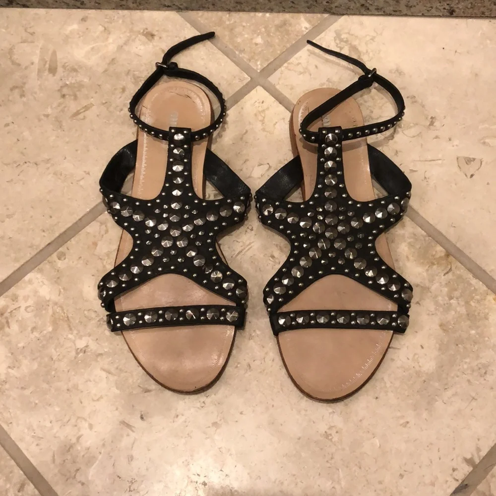 Vintage Miu Miu strappy studded cutout starfish leather flat gladiator sandal